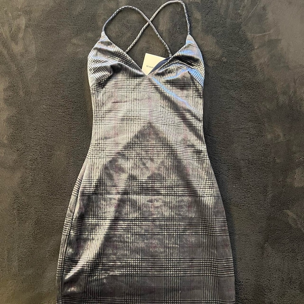 Superdown blue velvet mini dress size xxs